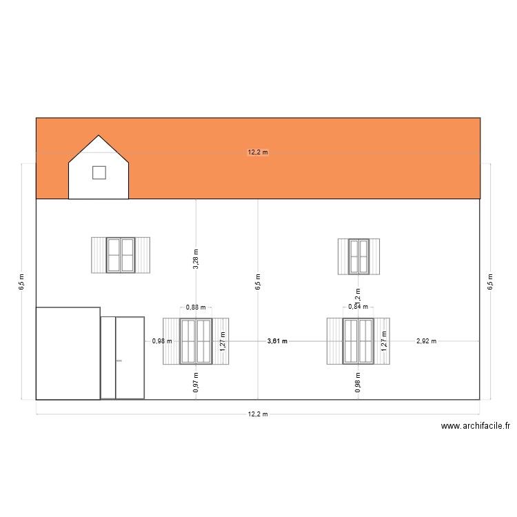 Façade Sud Pradelle éat des lieux. Plan de 0 pièce et 0 m2