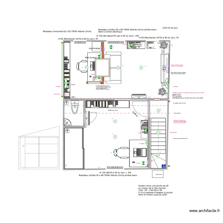 Bureau/Salon à droite/sans porte salon. Plan de 0 pièce et 0 m2 Bureau/Salon à droite/sans porte salon. Plan de 0 pièce et 0 m2