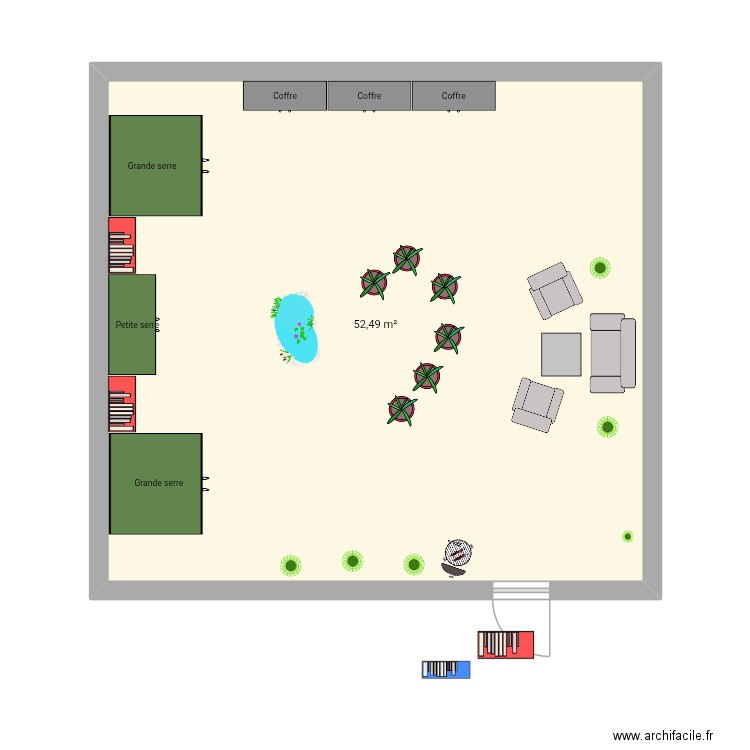 Jardin Docteur Roux. Plan de 1 pièce et 52 m2