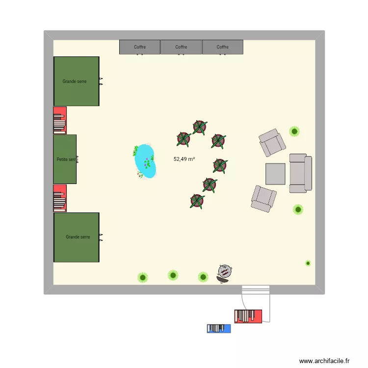 Jardin Docteur Roux. Plan de 1 pièce et 52 m²