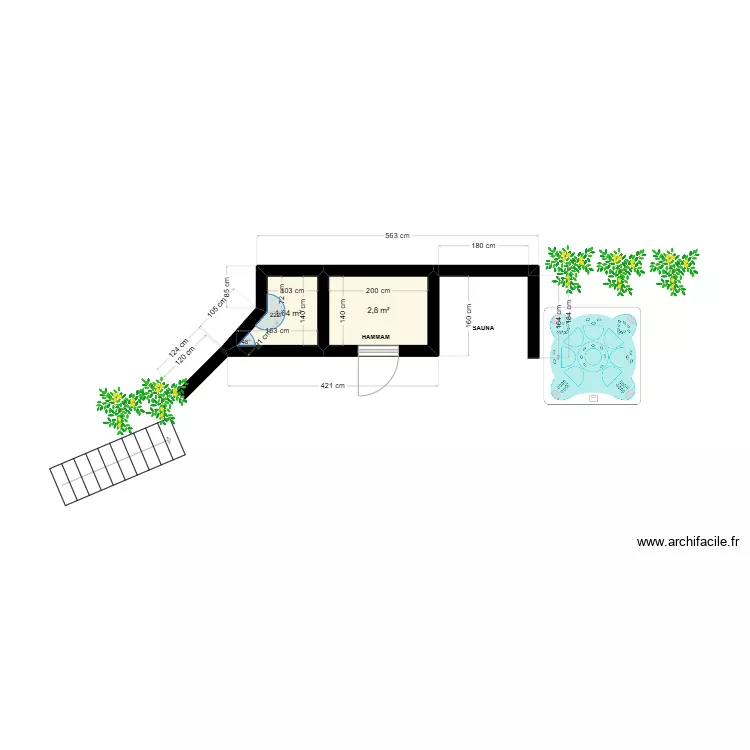 Poolhouse Alba. Plan de 
