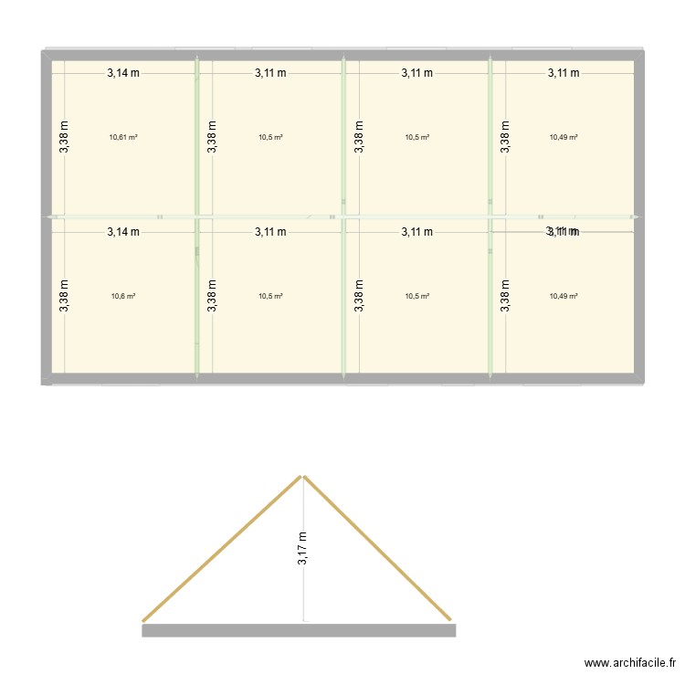 Marec Xavier etage existant. Plan de 17 pièces et 156 m2