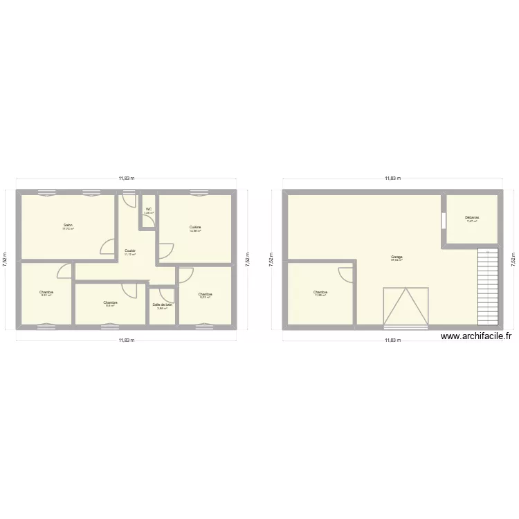 Quesney. Plan de 11  et 152 m²