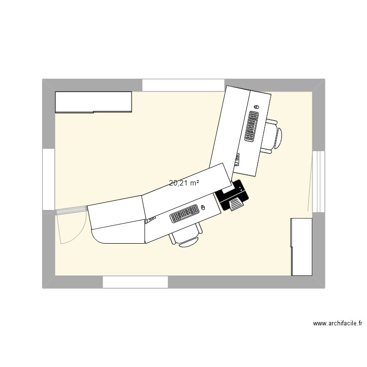 accueil PRB. Plan de 1 pièce et 20 m2