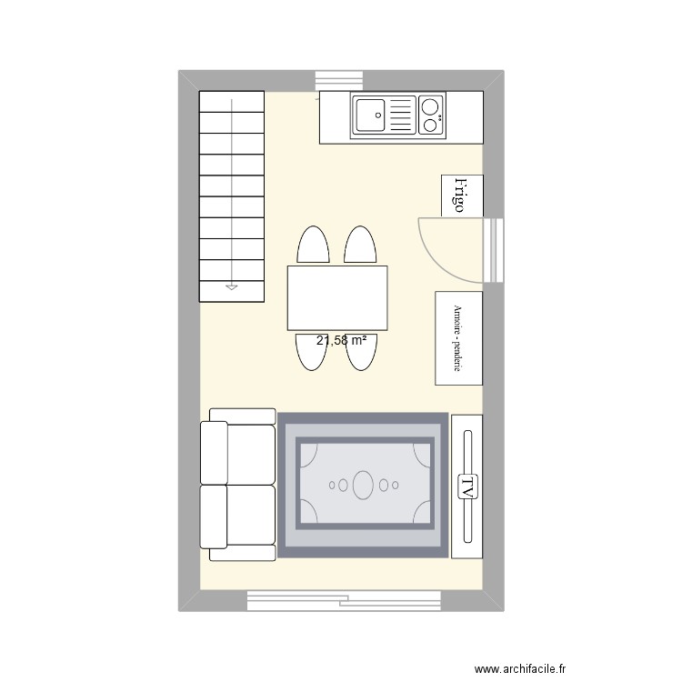 plan garage. Plan de 1 pièce et 22 m2