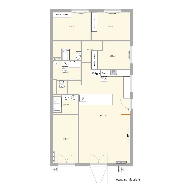 Lolotte3. Plan de 11 pièces et 97 m2