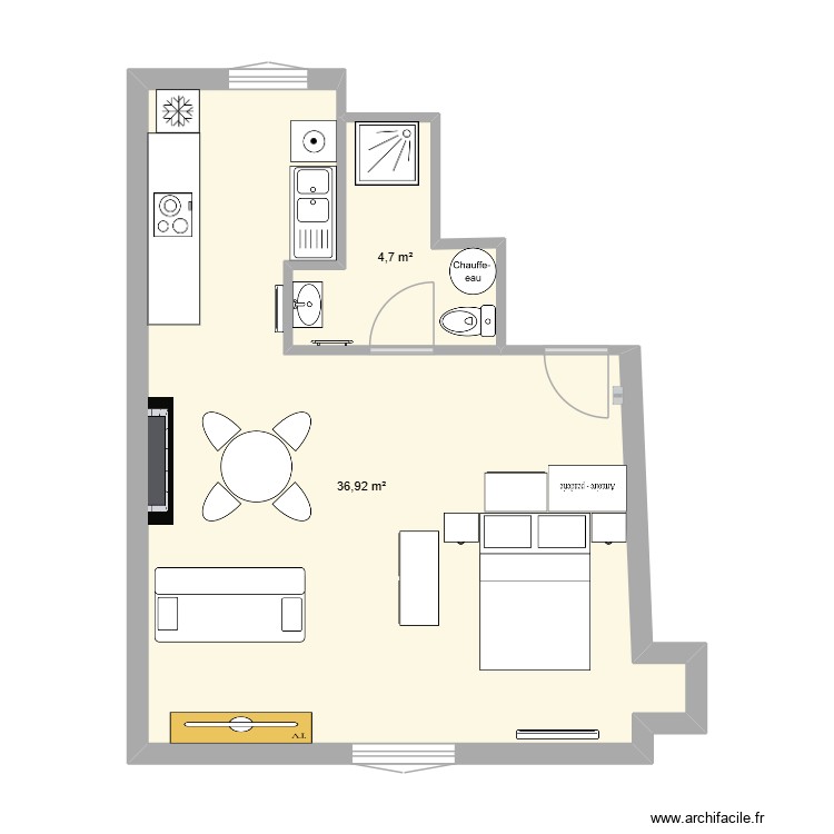 Studio. Plan de 0 pièce et 0 m2