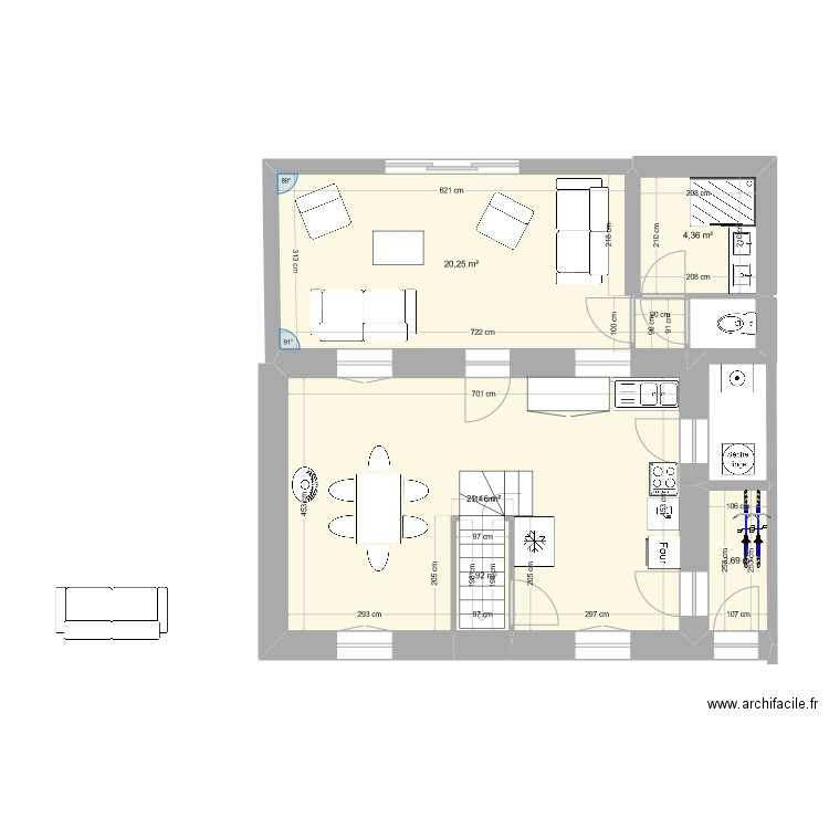 Rennes4. Plan de 5 pièces et 59 m2