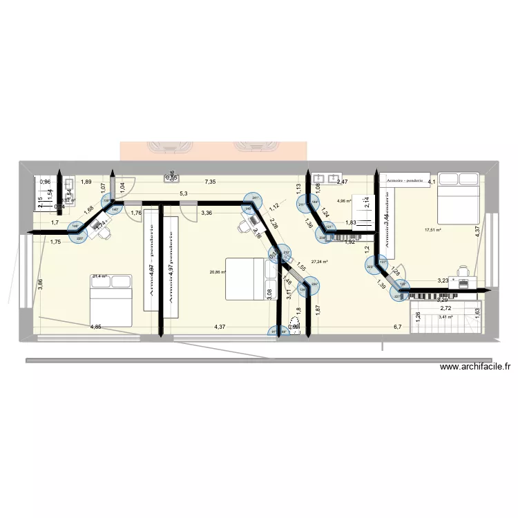 maison modulaire 5 personne. Plan de 14 Pièces et 208 m²