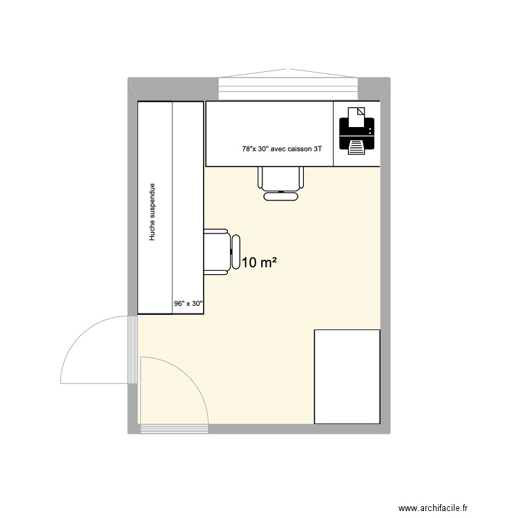 Bureau Wilson. Plan de 1 pièce et 10 m2