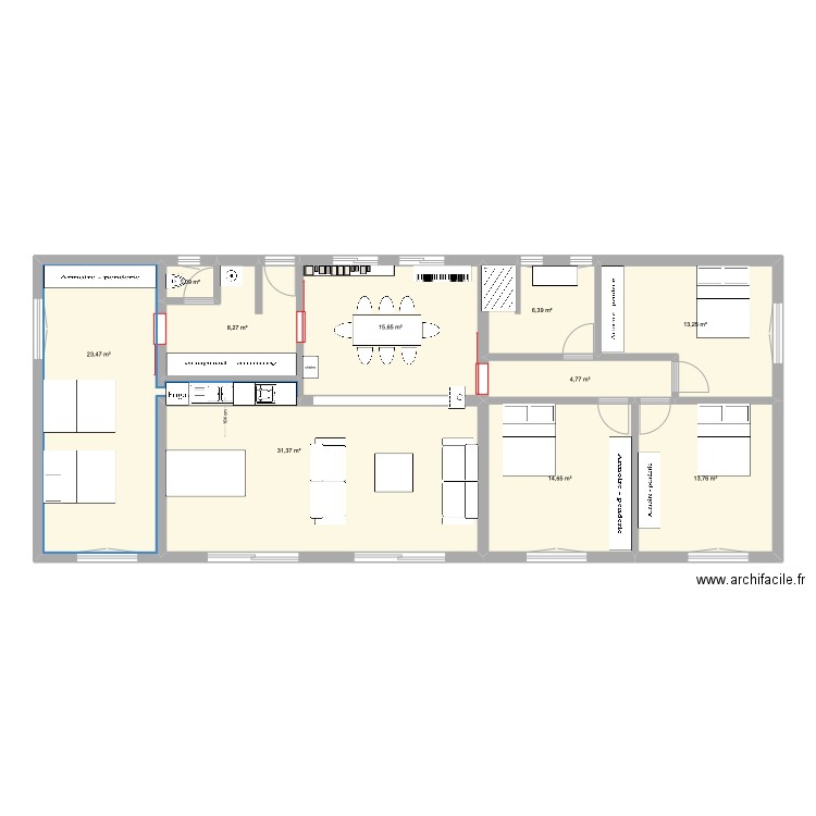 flo2. Plan de 10 pièces et 133 m2