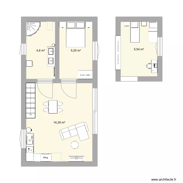 Tinyhouse. Plan de 4  et 30 m²
