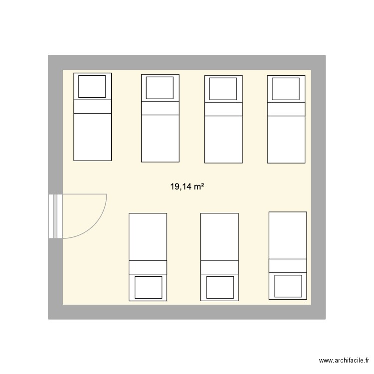 dortoir petits. Plan de 1 pièce et 19 m2