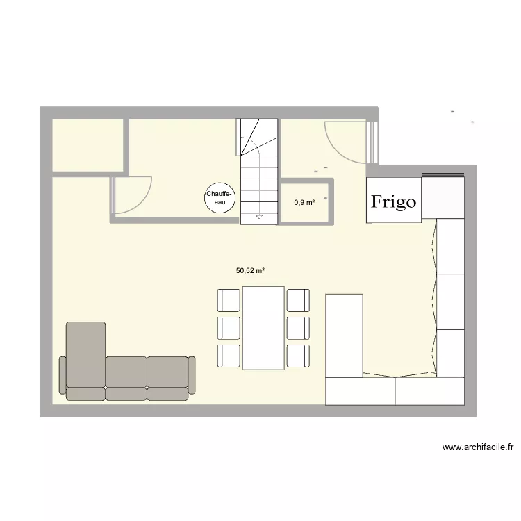 MAISON RDC. Plan de 2 Pièces et 51 m²