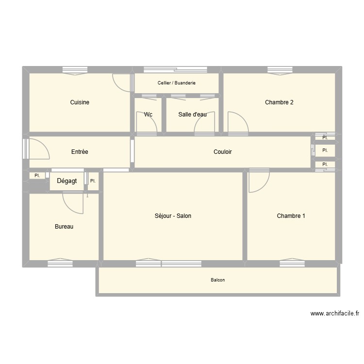 S. Rémy Appt R+3. Plan de 18 pièces et 90 m2