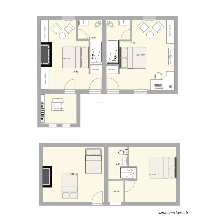 Saint-Georges - Etage. Plan de 8 Pièces et 97 m²