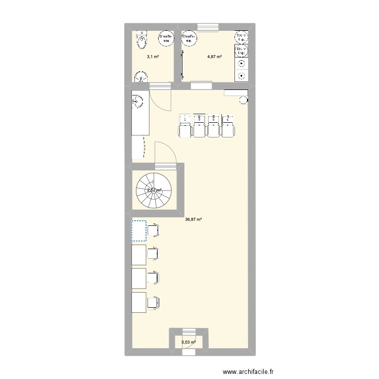 Salon_ Brigitte. Plan de 5 pièces et 48 m2