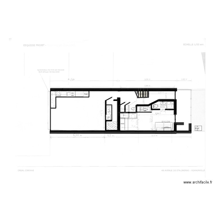 rez de chaussée 4. Plan de 2 pièces et 1 m2