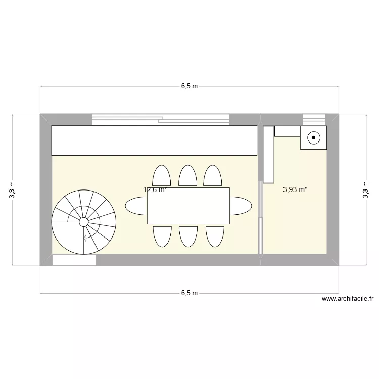 Cuisine extension. Plan de 2  et 17 m²