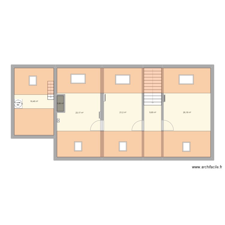 Savenay etage. Plan de 6 pièces et 97 m2