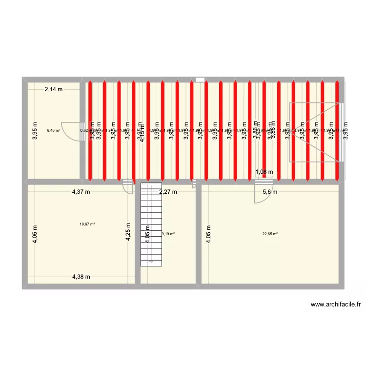 sous-sol. Plan de 21  et 92 m²