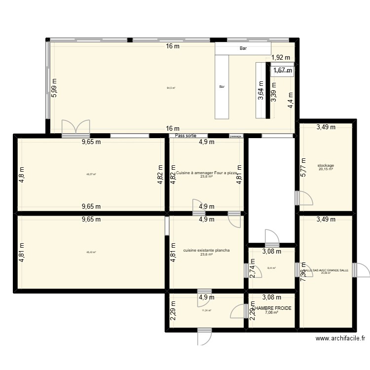 plan restaurant salle 1. Plan de 10 pièces et 307 m2