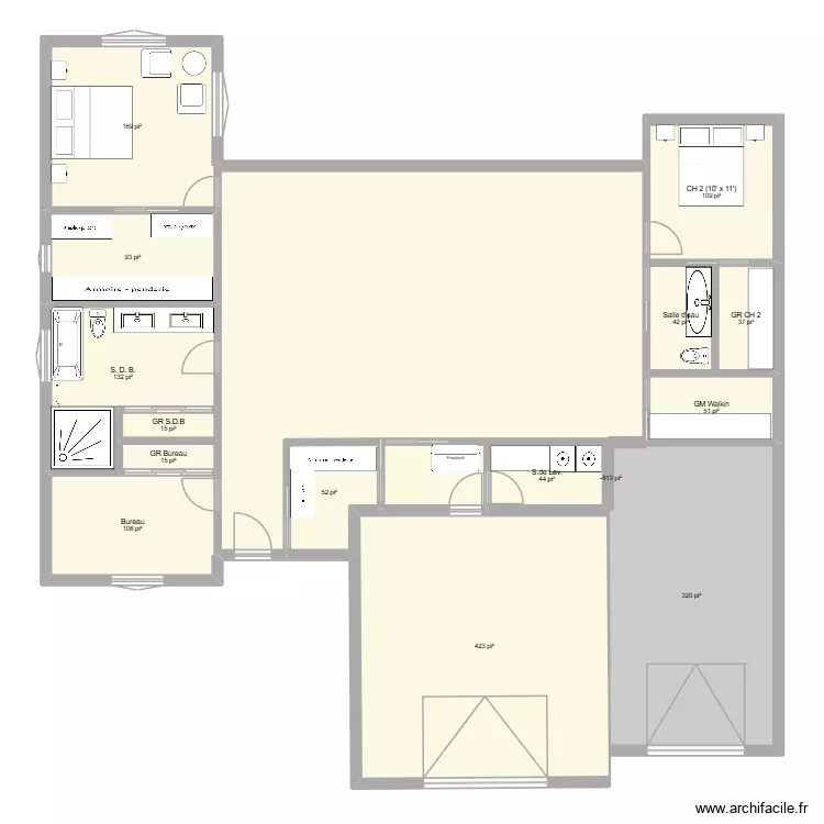 Farmhouse 4. Plan de 15  et 149 m²