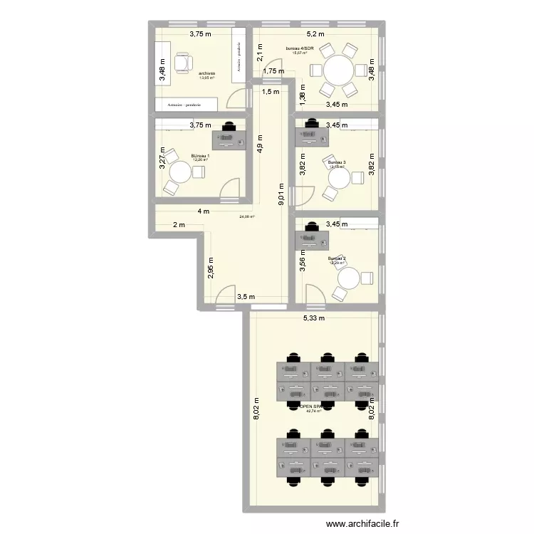 bureau-colomiers. Plan de 7 Pièces et 133 m² bureau-colomiers. Plan de 7 Pièces et 133 m²