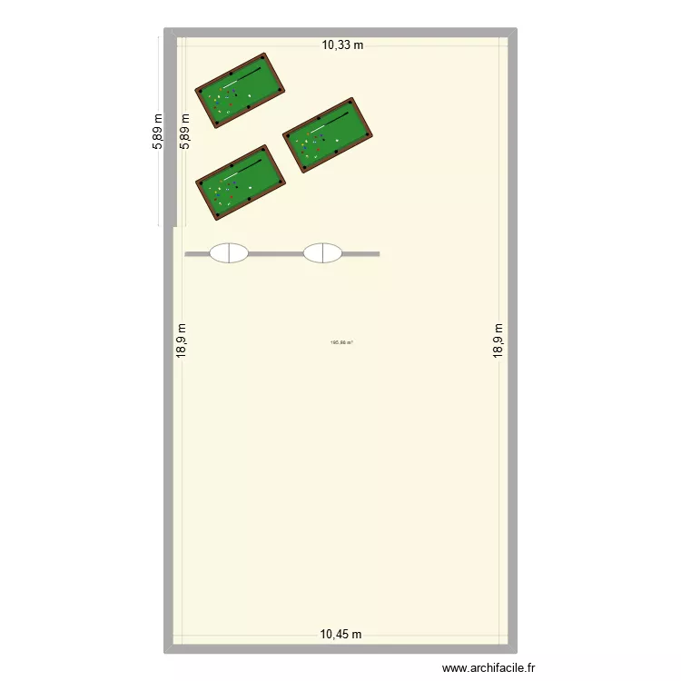 Plan salle 1. Plan de 1  et 196 m²