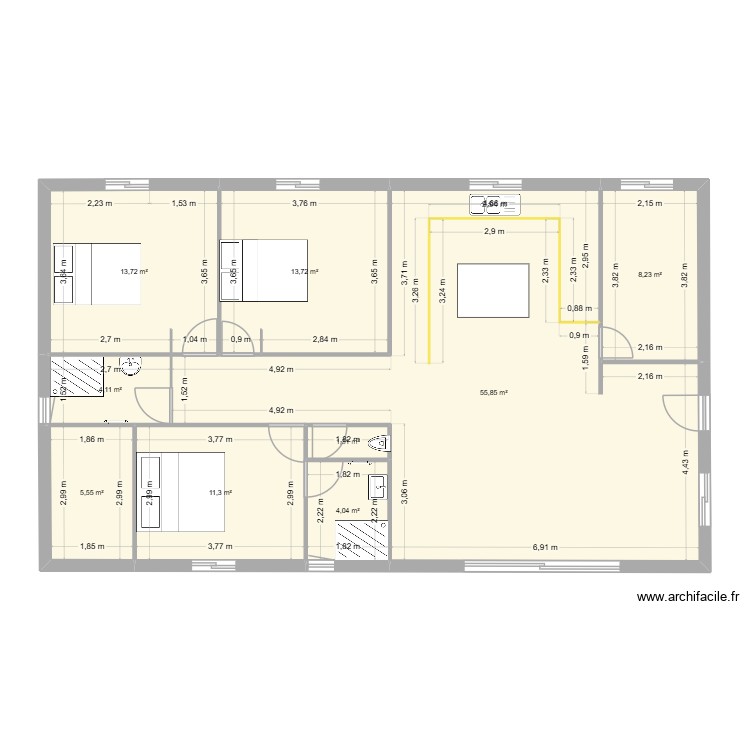 maison 120 m2. Plan de 0 pièce et 0 m2