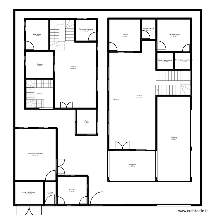 Chaptal RDC. Plan de 19  et 567 m²