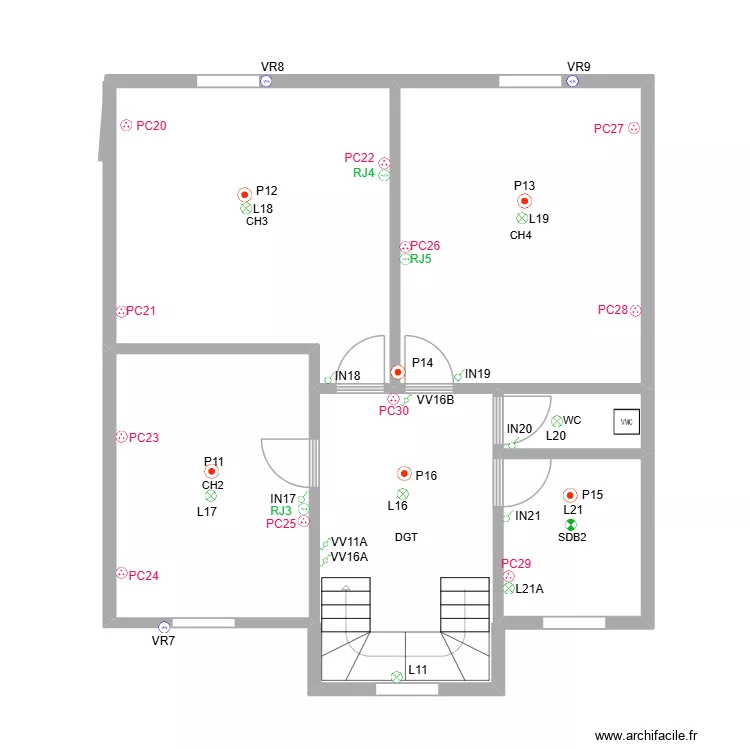 FRERE HOZAN ETAGE. Plan de 6  et 76 m²