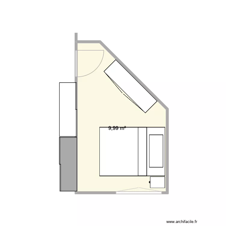 ALINE CHAMBRE. Plan de 1  et 10 m²