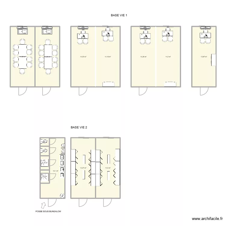 CIMAT CHANTIER -  AIR LIQUIDE FEYZIN. Plan de 14  et 142 m²