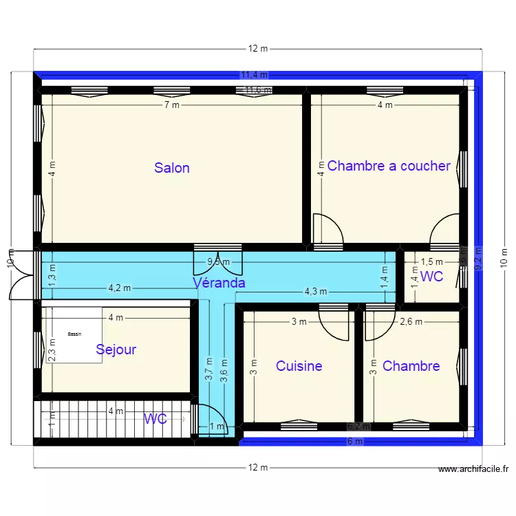 PLAN 12X10 Client 244 935 631 754. Plan de 9  et 98 m²