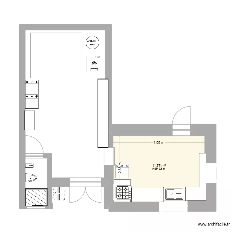 CUISINE RESERVE PROJET. Plan de 1  et 12 m²