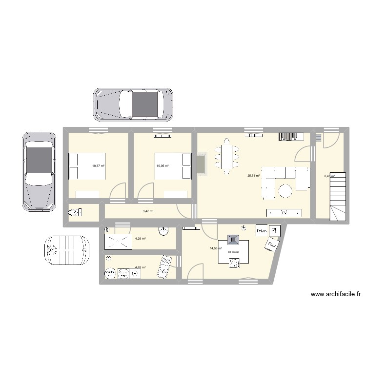 Plan actuel gueyrot. Plan de 8 pièces et 79 m2
