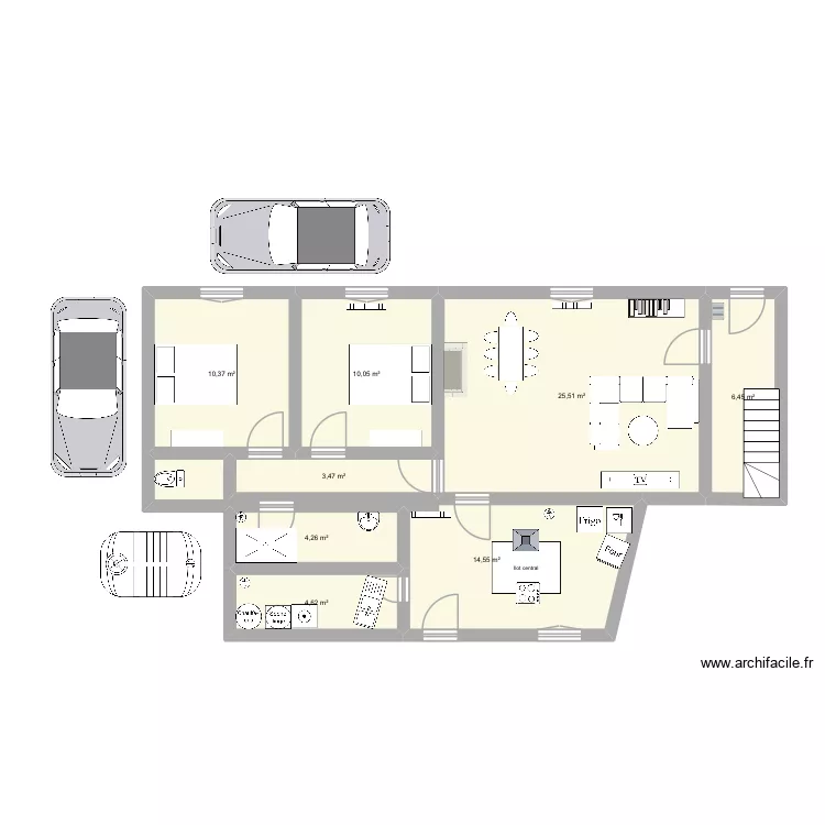 Plan actuel gueyrot. Plan de 8  et 79 m²