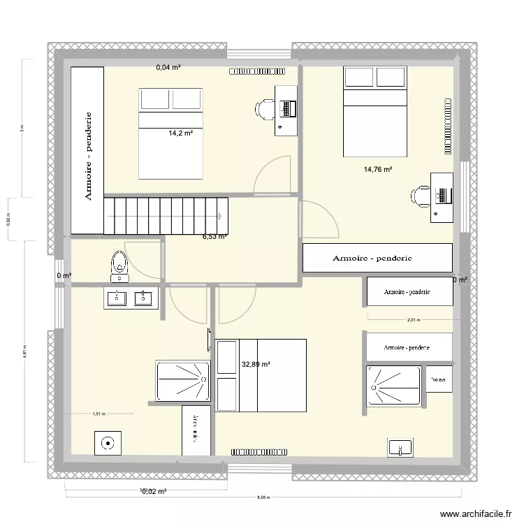 2e &eacute;tage d&eacute;finitif. Plan de 