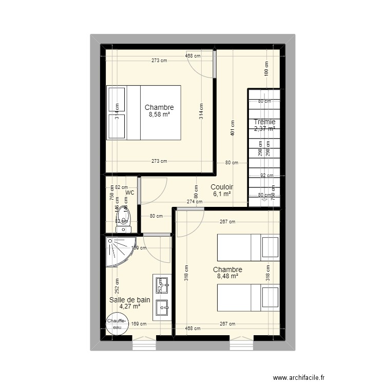 Chantier Mazeray 2. Plan de 6 pièces et 60 m2