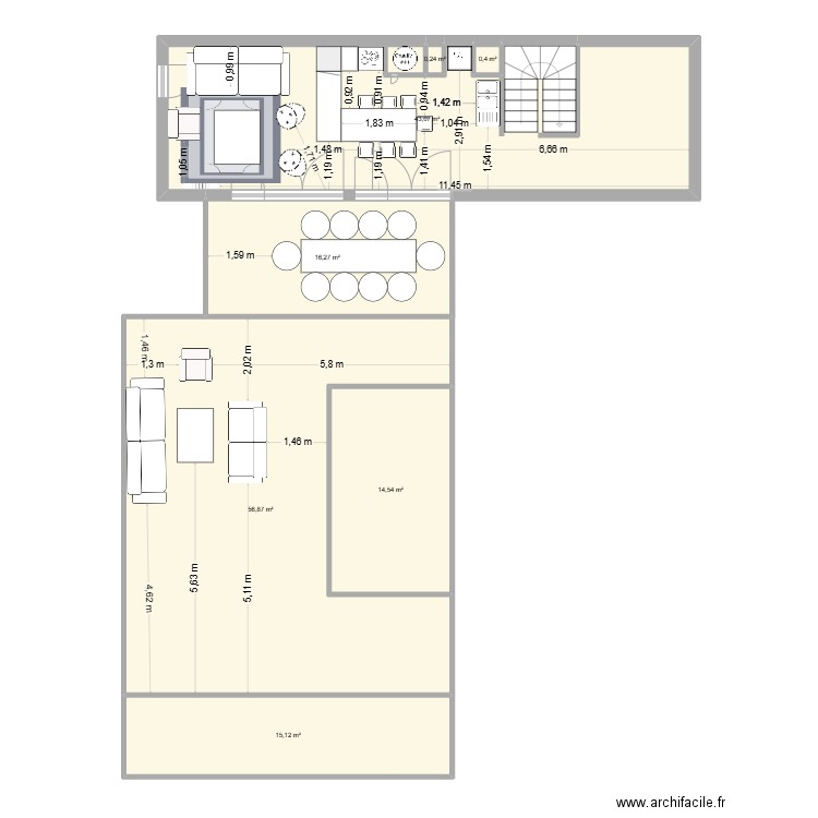 appart Montaudran 3. Plan de 7 pièces et 147 m2
