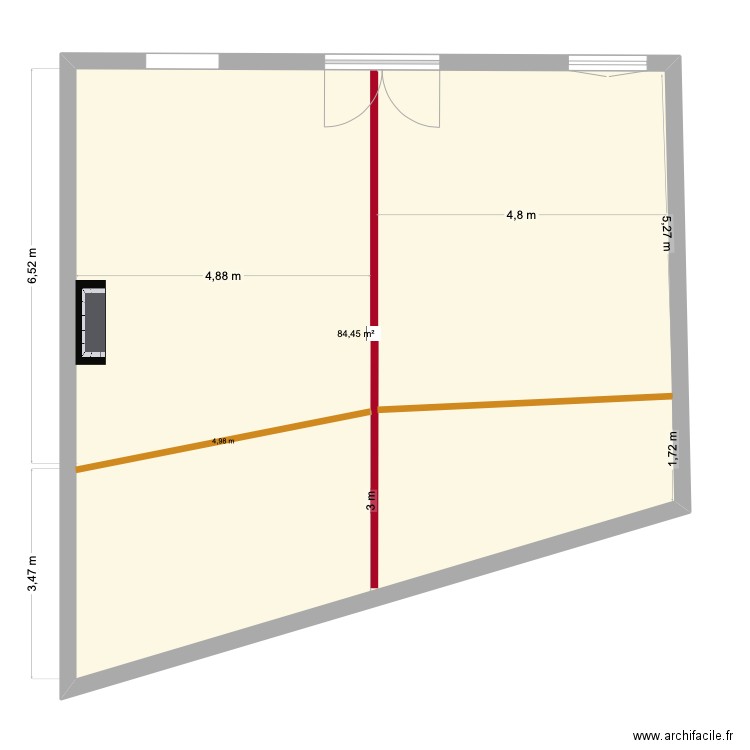 Chai. Plan de 2 pièces et 169 m2