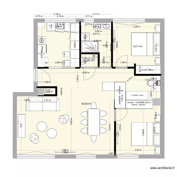 GAUTIER papa 132 armoire salon 2 cuisine\'modif bureau portech. Plan de 4  et 79 m²