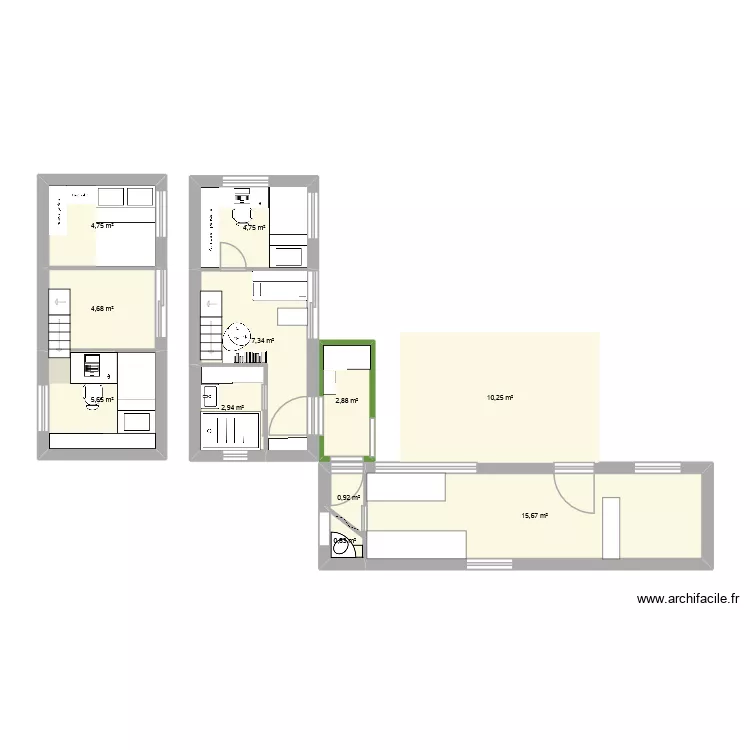 tiny 2 ind&eacute;pendante. Plan de 11  et 60 m²