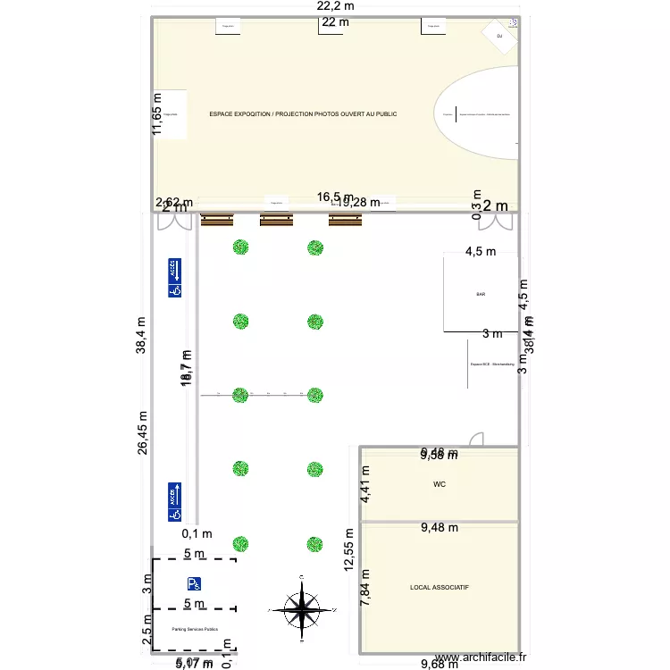 Expo_Projection_MAG_BCE. Plan de 3  et 372 m²
