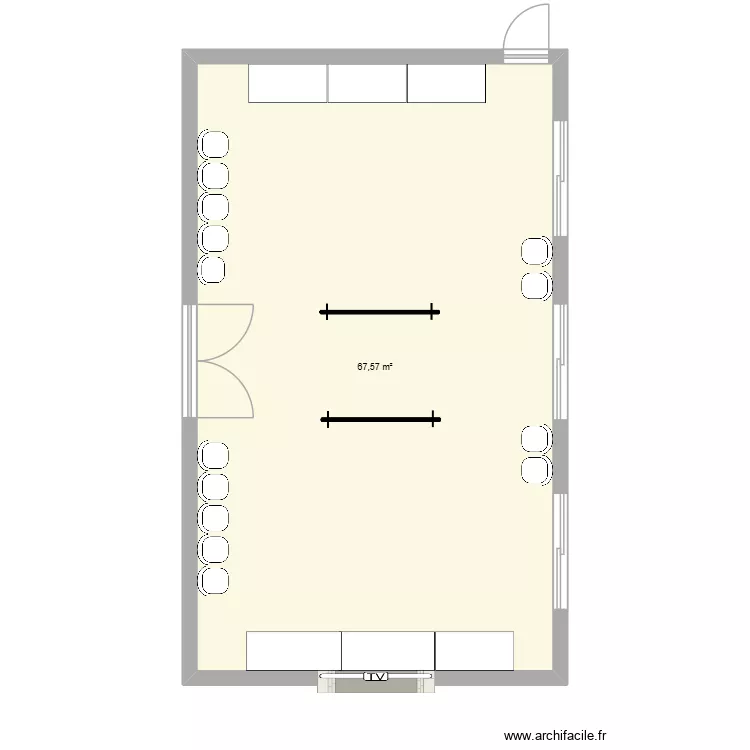 Salle Risset en loge. Plan de 1 et 68 m² Salle Risset en loge. Plan de 1 et 68 m²