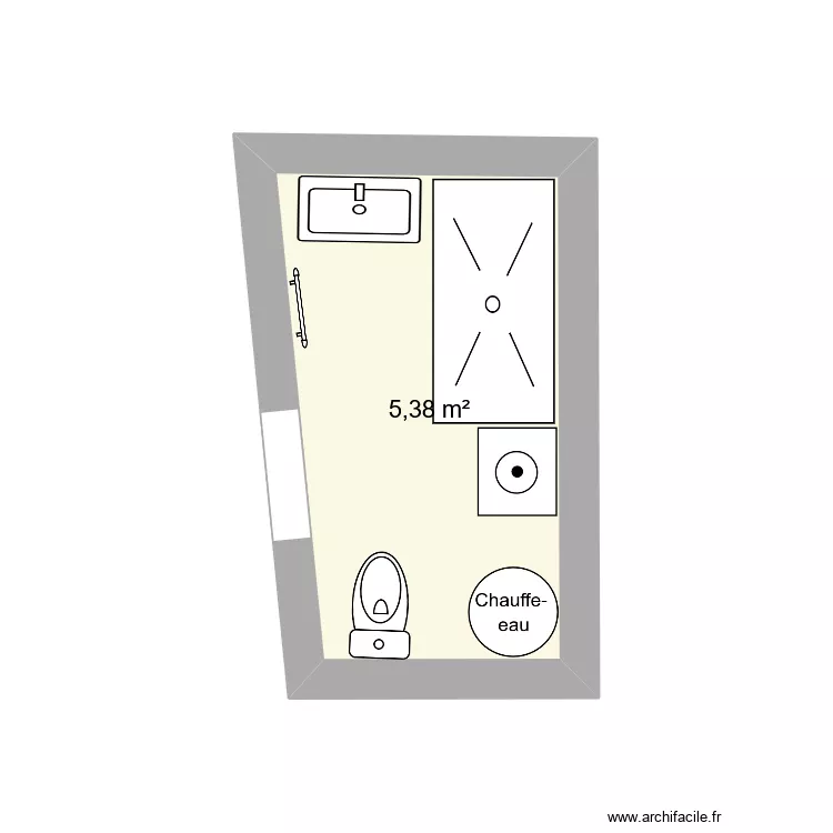 SDB. Plan de 1  et 5 m²