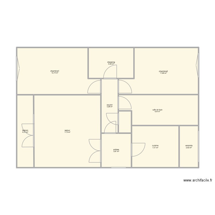 appartement  flo. Plan de 10 pièces et 77 m2