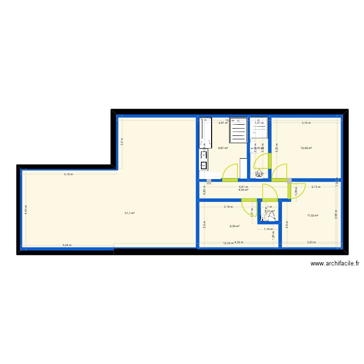 esquise. Plan de 8 pièces et 162 m2