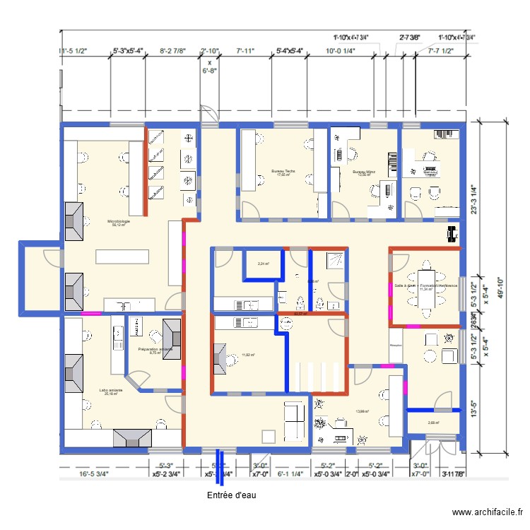 Shared lab. Plan de 13 pièces et 267 m2